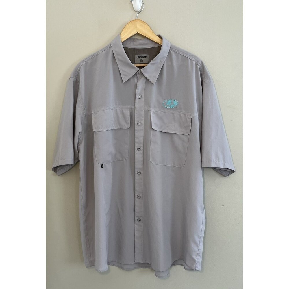 Mossy Oak Fishing Shirt Men's Size‎ XXL Button up Short Sleeve Gray